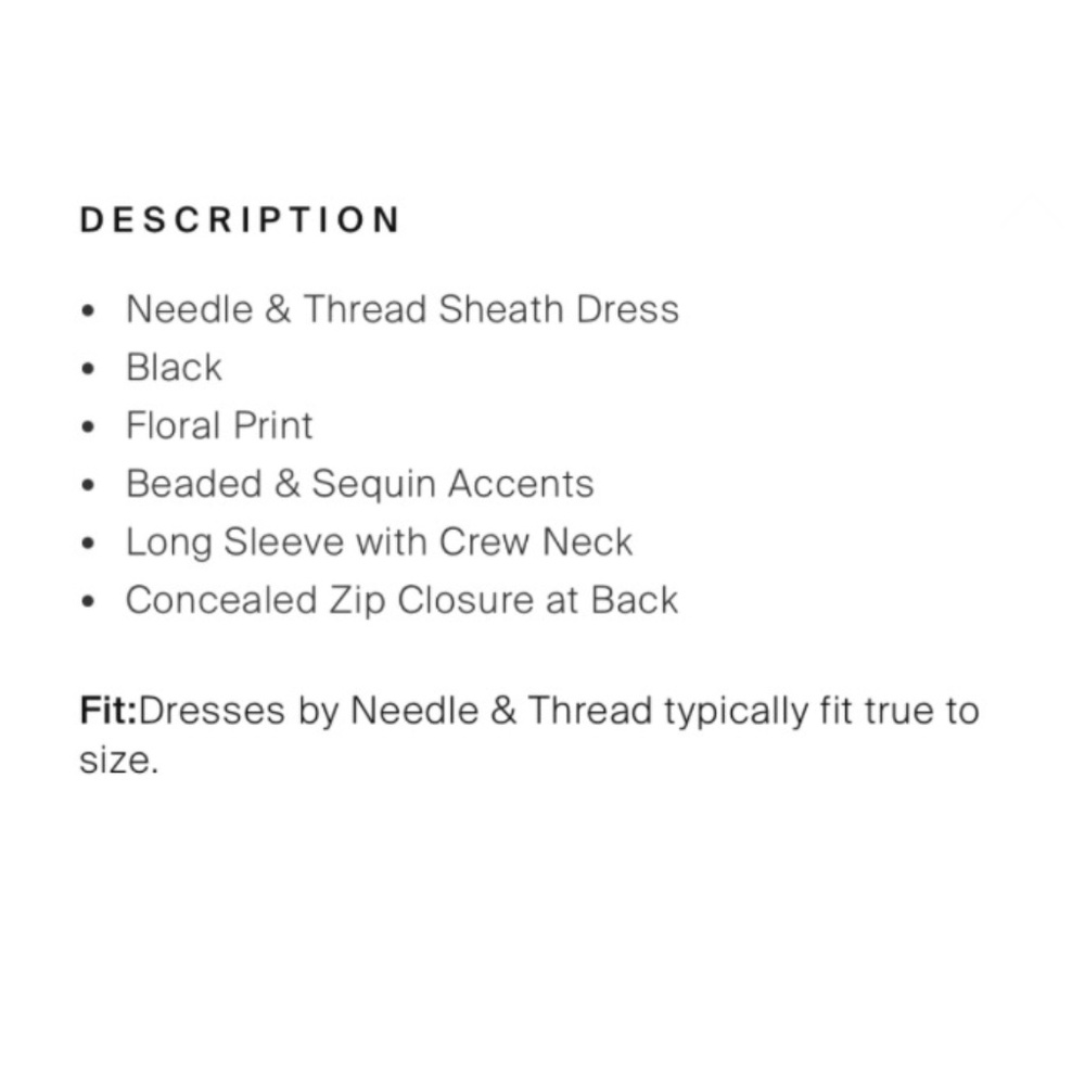 Needle & Thread Floral Embellished Beaded Long Sleeve Black Dress | 2 - Picture 8 of 14